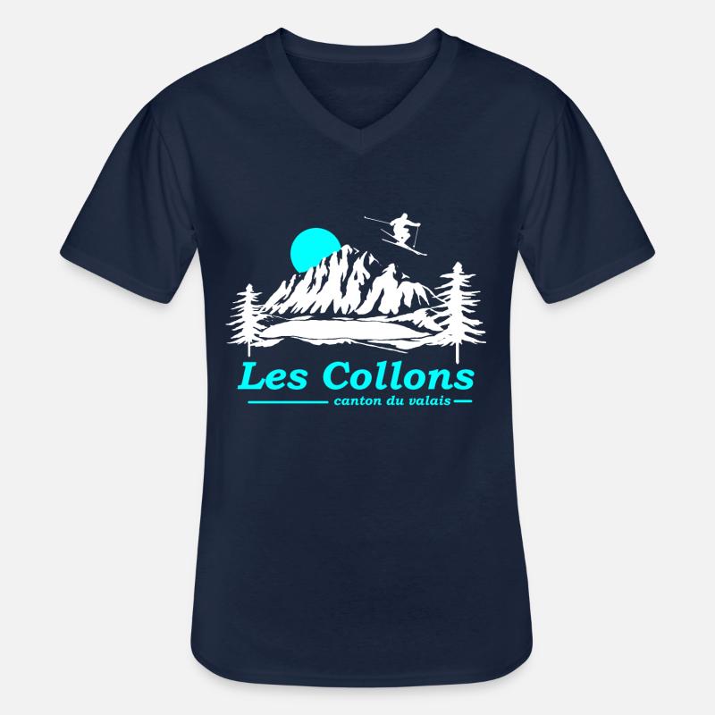 les collons - Männer-T-Shirt mit V-Ausschnitt - Navy