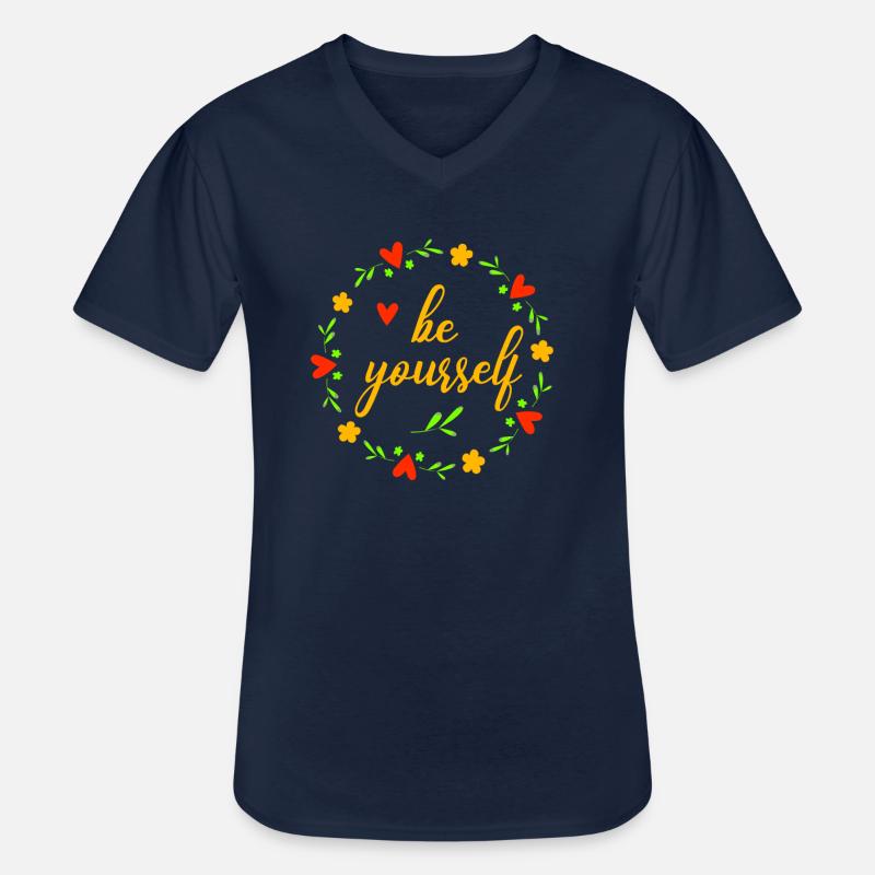 be yourself - Männer-T-Shirt mit V-Ausschnitt - Navy