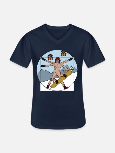Snowboarding slope mountains funny snowboard - Men's V-Neck T-Shirt - navy