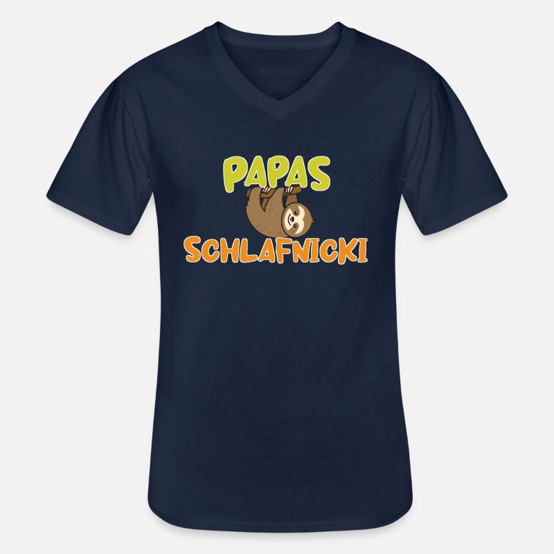 papas schlafnicki - Männer-T-Shirt mit V-Ausschnitt - Navy
