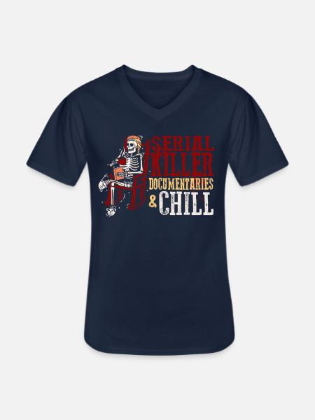 Serial Killer Documentaties and Chill - Männer-T-Shirt mit V-Ausschnitt - Navy