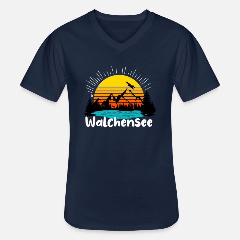 Walchensee - Männer-T-Shirt mit V-Ausschnitt - Navy