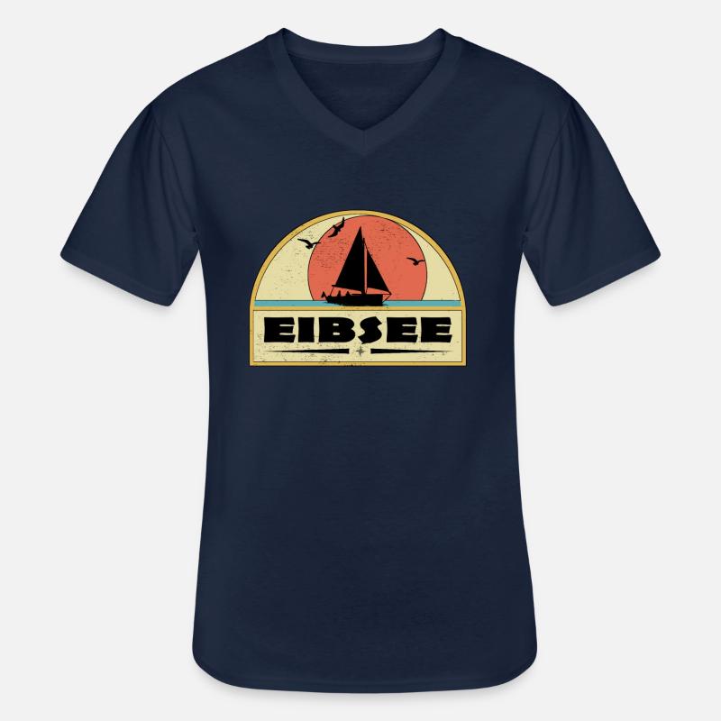 Eibsee - Männer-T-Shirt mit V-Ausschnitt - Navy