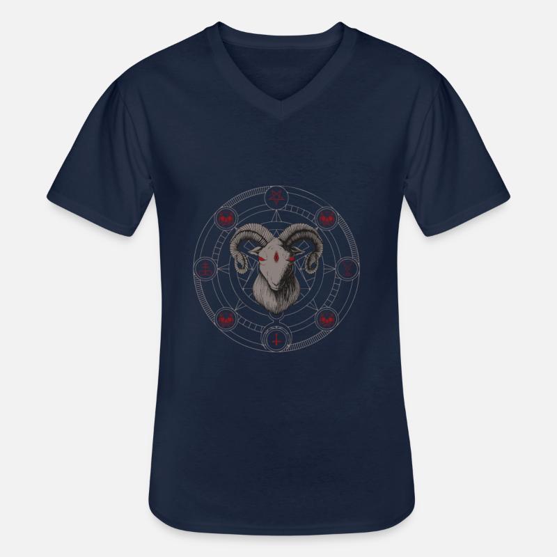 satanic GOAT Design - Männer-T-Shirt mit V-Ausschnitt - Navy