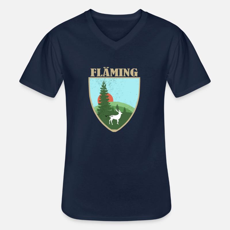 Fläming mit Hirsch - Männer-T-Shirt mit V-Ausschnitt - Navy