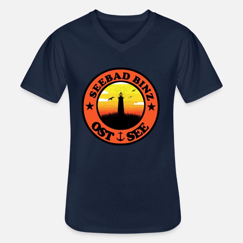 Leuchtturm Ostsee Binz - Männer-T-Shirt mit V-Ausschnitt - Navy