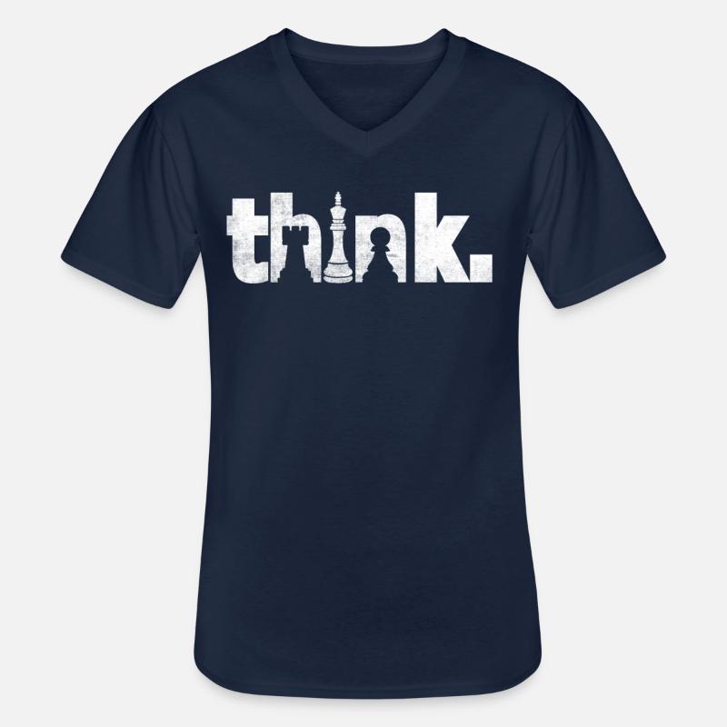 Think Funny Chess Player - Männer-T-Shirt mit V-Ausschnitt - Navy