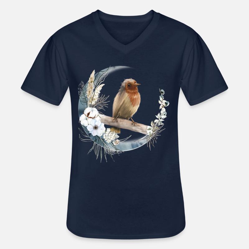 Rotkehlchen Vogelfreund Geschenk - Männer-T-Shirt mit V-Ausschnitt - Navy