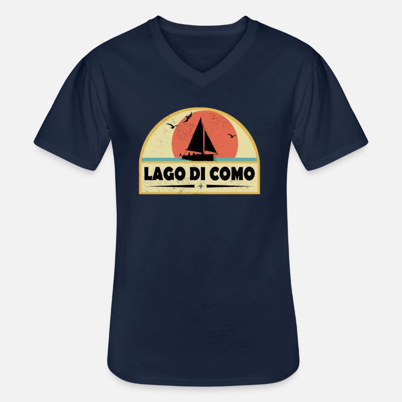 Lago di Como - Männer-T-Shirt mit V-Ausschnitt - Navy