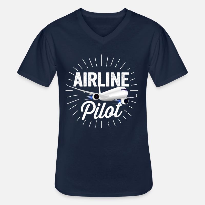 Airline Pilot - Sonnenstrahlen Design Geschenk - Männer-T-Shirt mit V-Ausschnitt - Navy
