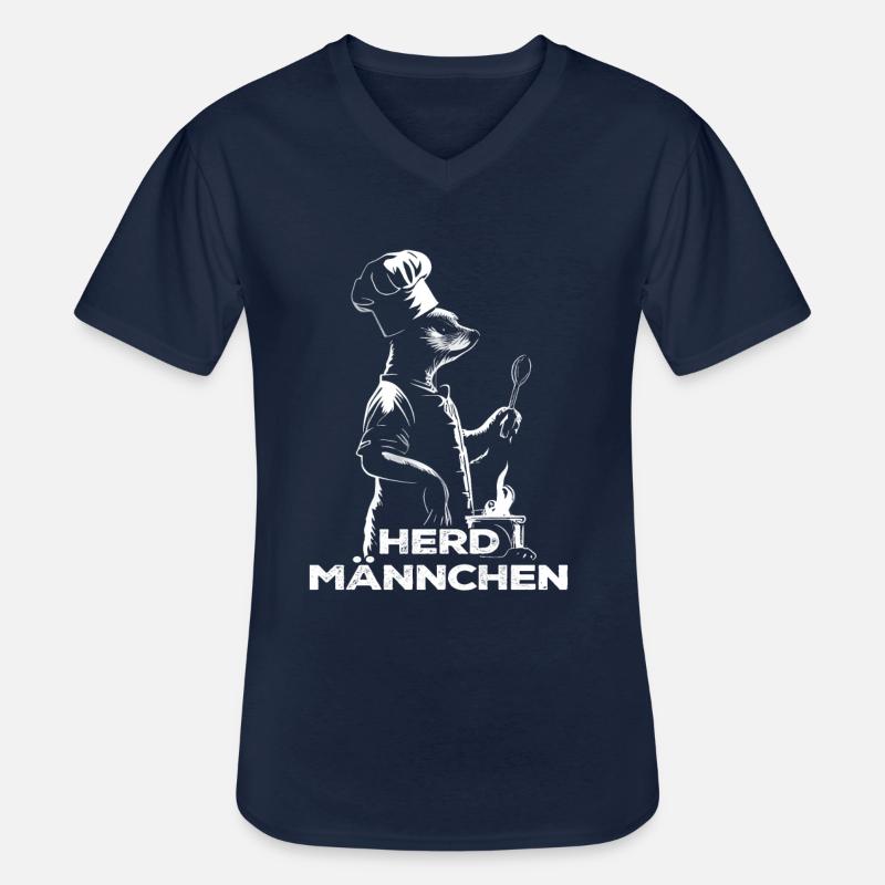 Herdmännchen Essen Kochen Lustiger Koch - Männer-T-Shirt mit V-Ausschnitt - Navy