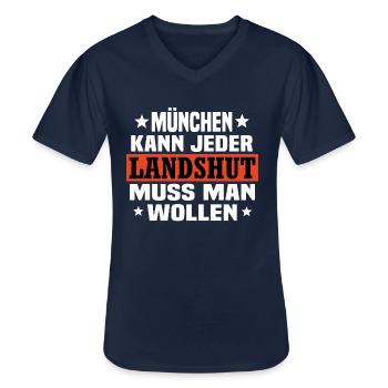 Landshut - Männer-T-Shirt mit V-Ausschnitt - Navy - Vorne - AI Model Male 178 dark (178cm)