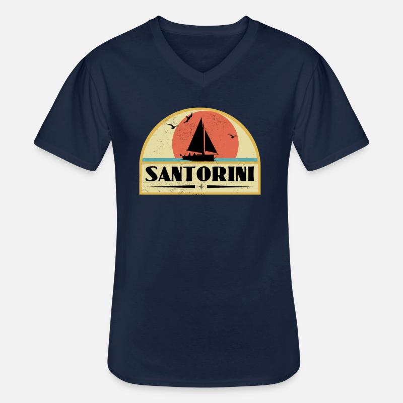 Santorini - Männer-T-Shirt mit V-Ausschnitt - Navy
