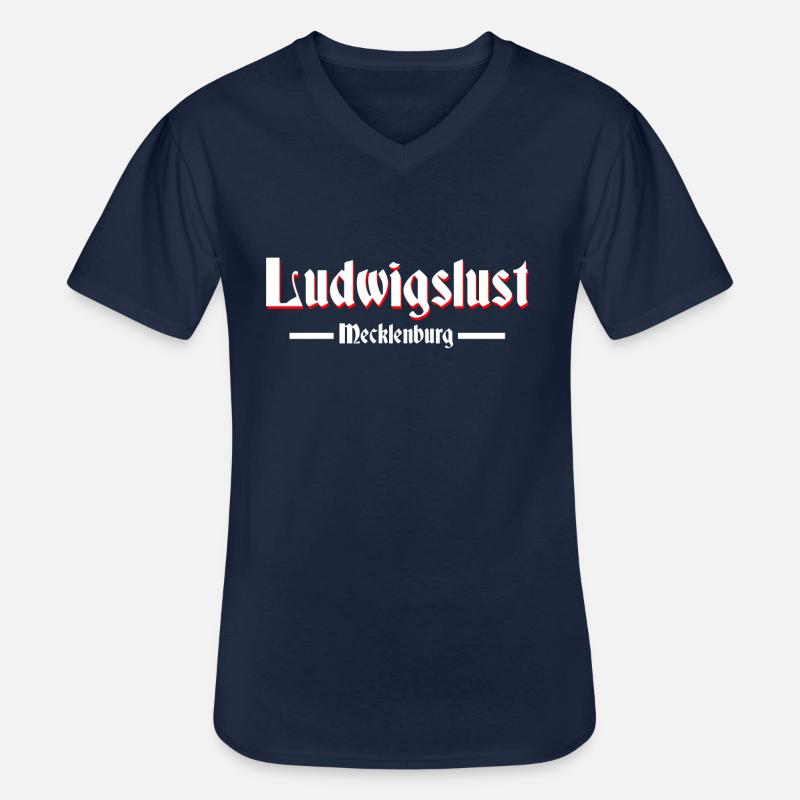 Ludwigslust - Männer-T-Shirt mit V-Ausschnitt - Navy