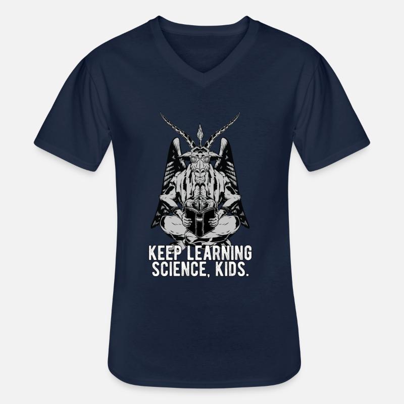 Baphomet Keep learning science meme - Men's V-Neck T-Shirt - navy