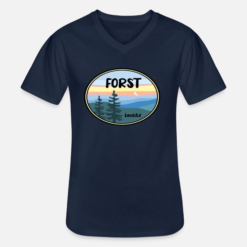 Forst Lausitz - Männer-T-Shirt mit V-Ausschnitt - Navy