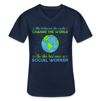 She Believed She Could Change A Lot - Männer-T-Shirt mit V-Ausschnitt - Navy - Vorne - AI Model Male 178 dark (178cm)