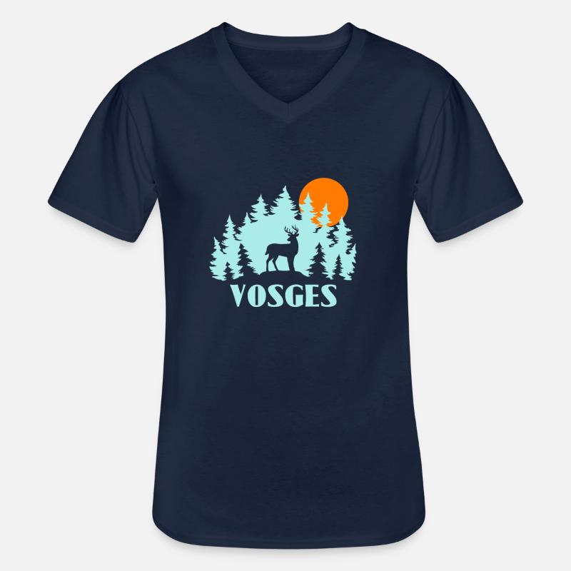 Vosges - Männer-T-Shirt mit V-Ausschnitt - Navy