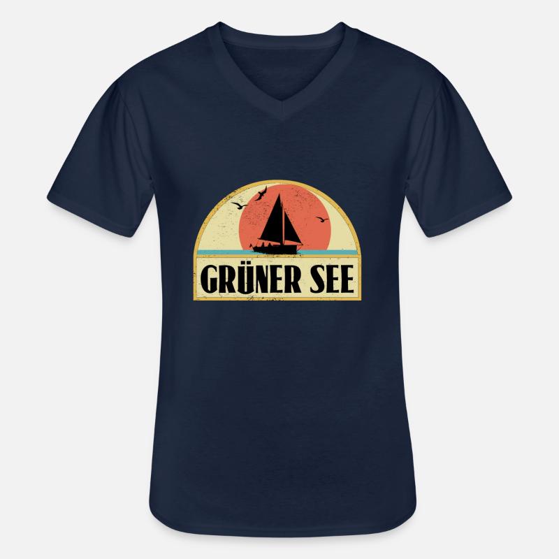 Grüner See - Männer-T-Shirt mit V-Ausschnitt - Navy