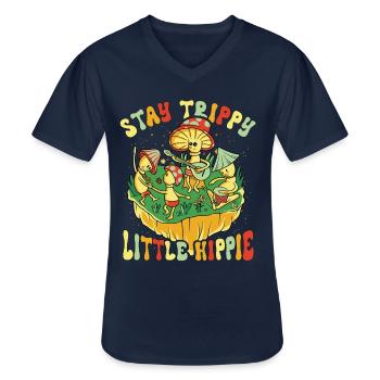 Hippie Mushroomhead Stay Trippy Little Hippie - Männer-T-Shirt mit V-Ausschnitt - Navy - Vorne - AI Model Male 178 dark (178cm)