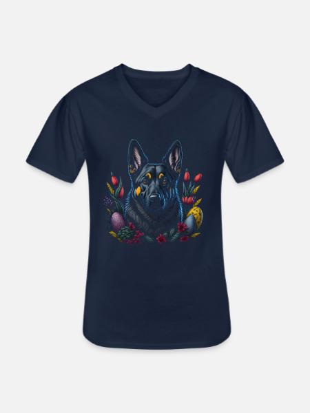 Easter Spring German Shepherd Dog - Men's V-Neck T-Shirt - navy