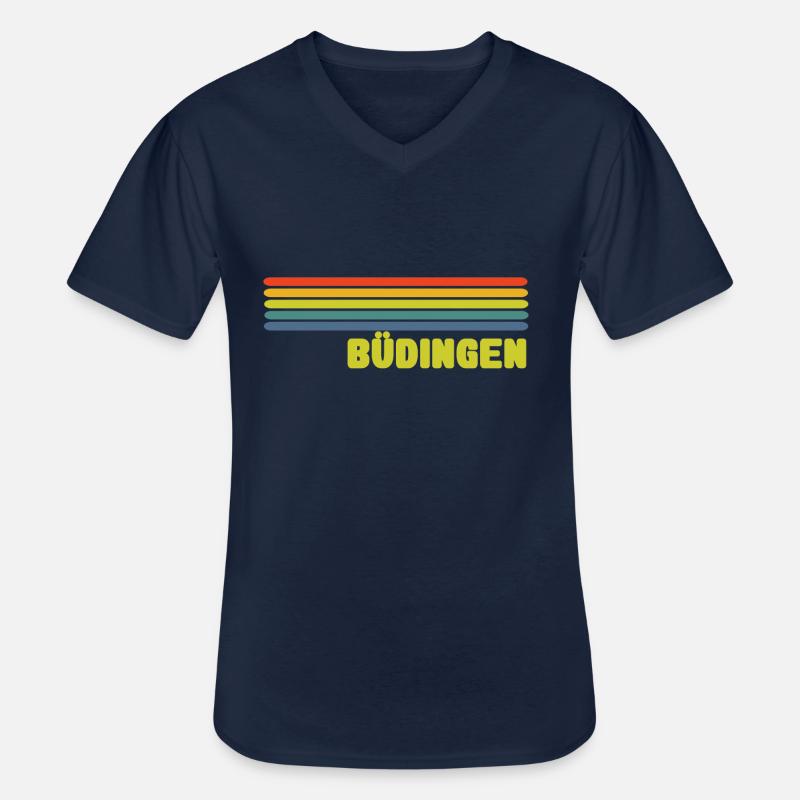 Büdingen - Männer-T-Shirt mit V-Ausschnitt - Navy