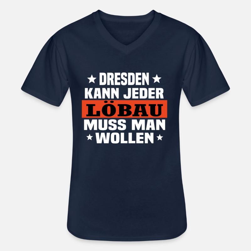 Löbau - Männer-T-Shirt mit V-Ausschnitt - Navy