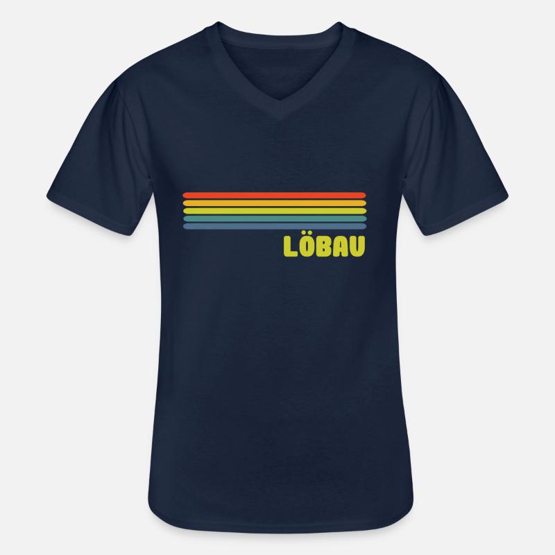 Löbau - Männer-T-Shirt mit V-Ausschnitt - Navy