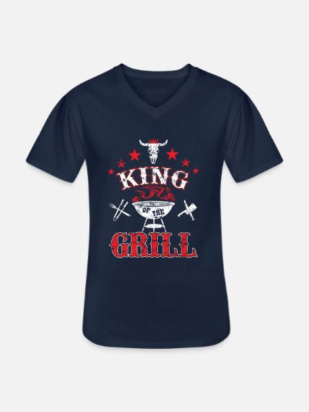 King of the Grill - Men's V-Neck T-Shirt - navy