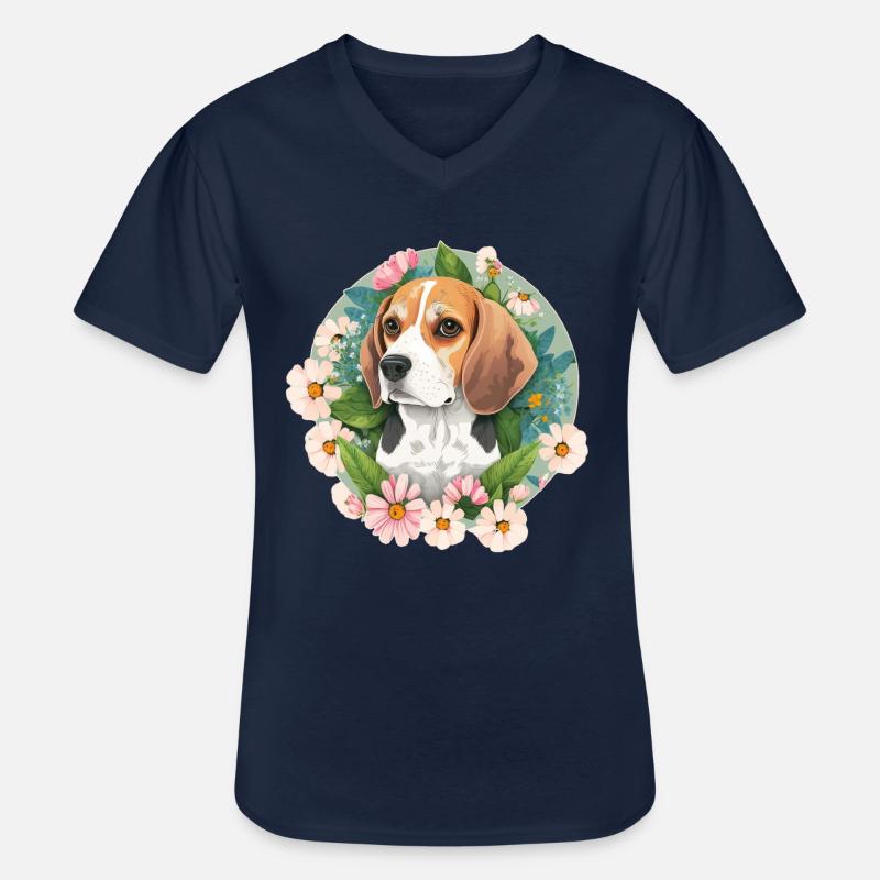 Beagle Hundehalter - Männer-T-Shirt mit V-Ausschnitt - Navy