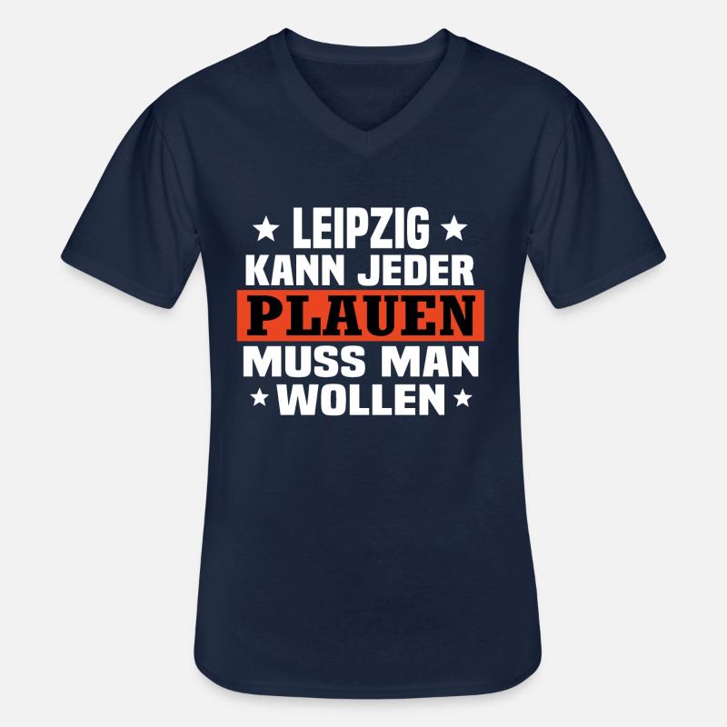 Plauen - Männer-T-Shirt mit V-Ausschnitt - Navy