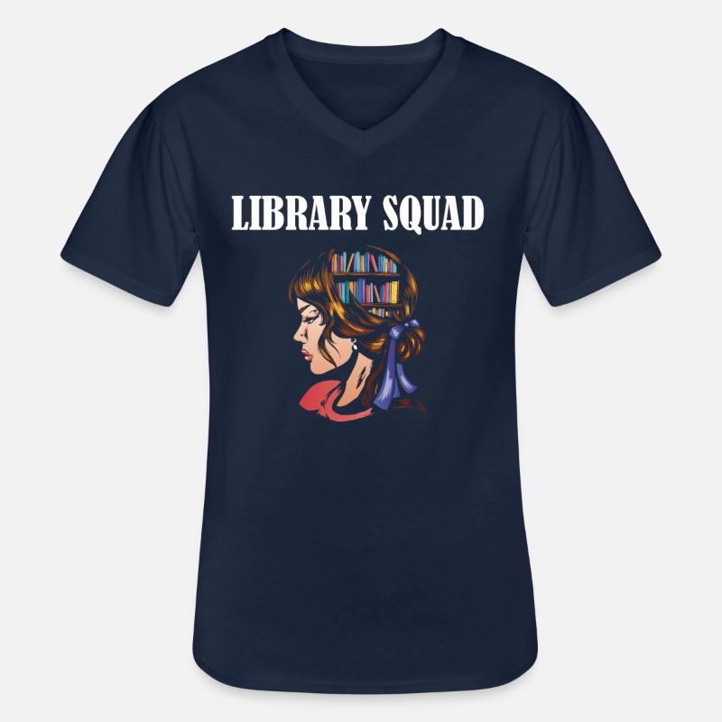 Library Squad - Männer-T-Shirt mit V-Ausschnitt - Navy