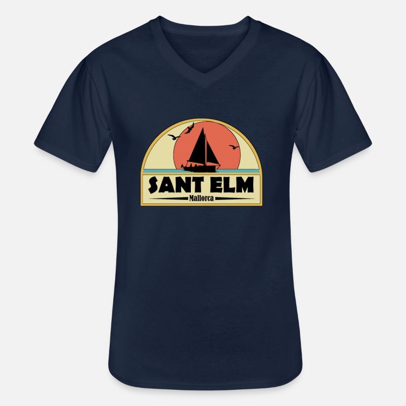 Sant Elm - Männer-T-Shirt mit V-Ausschnitt - Navy
