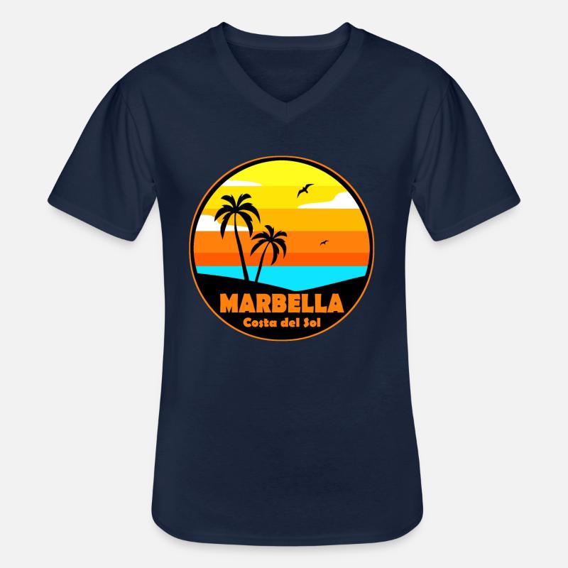 Marbella - Männer-T-Shirt mit V-Ausschnitt - Navy