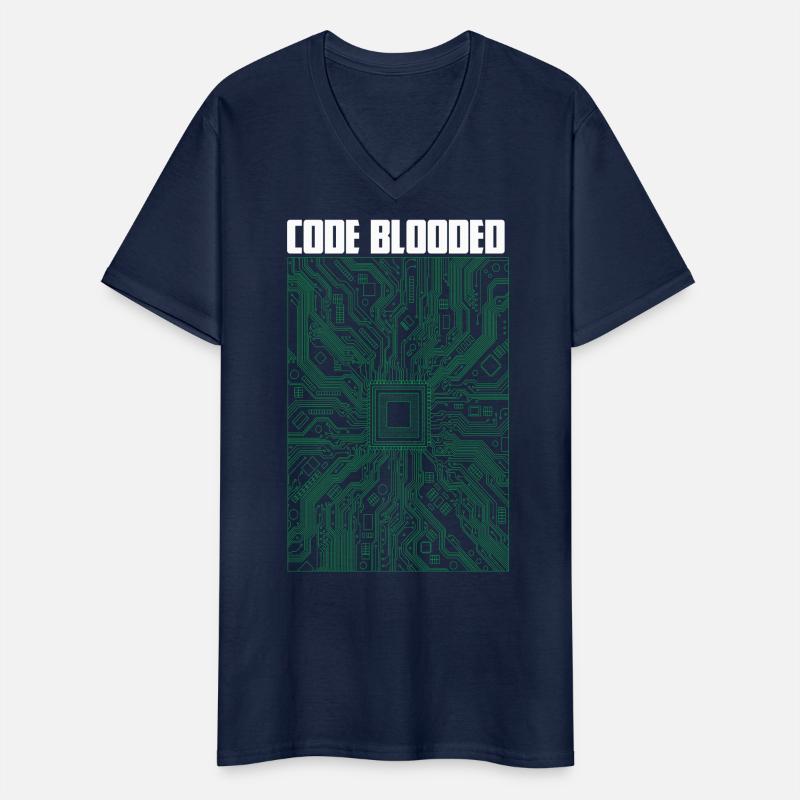 Code blooded Männer-T-Shirt mit V-Ausschnitt