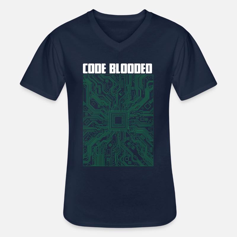 Code sanglé - T-shirt col V Homme - marine