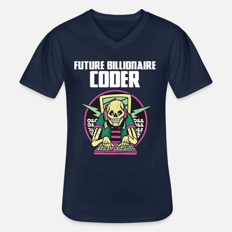 Future billionaire coder - Men's V-Neck T-Shirt - navy