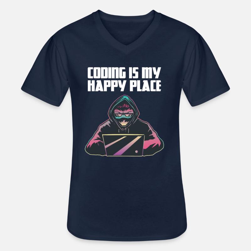 Coding is my happy place - Männer-T-Shirt mit V-Ausschnitt - Navy