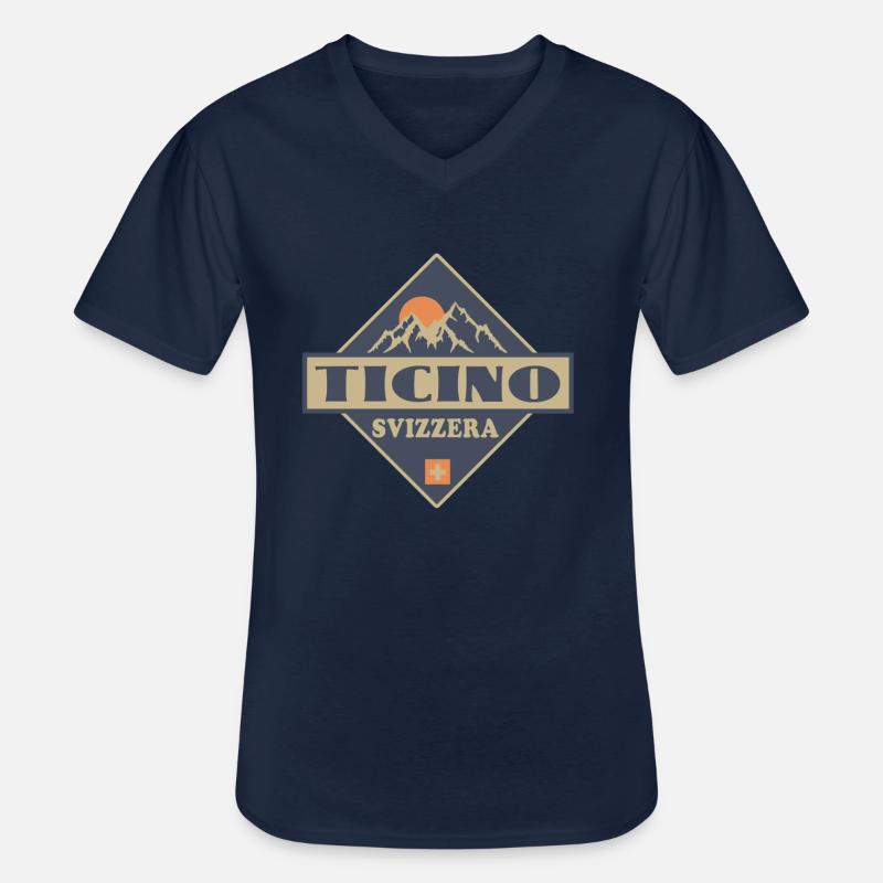 Kanton Tessin - Männer-T-Shirt mit V-Ausschnitt - Navy