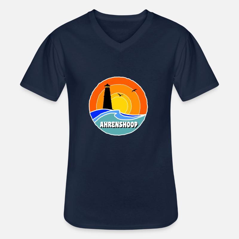 Ostsee Leuchtturm Ahrenshoop - Männer-T-Shirt mit V-Ausschnitt - Navy