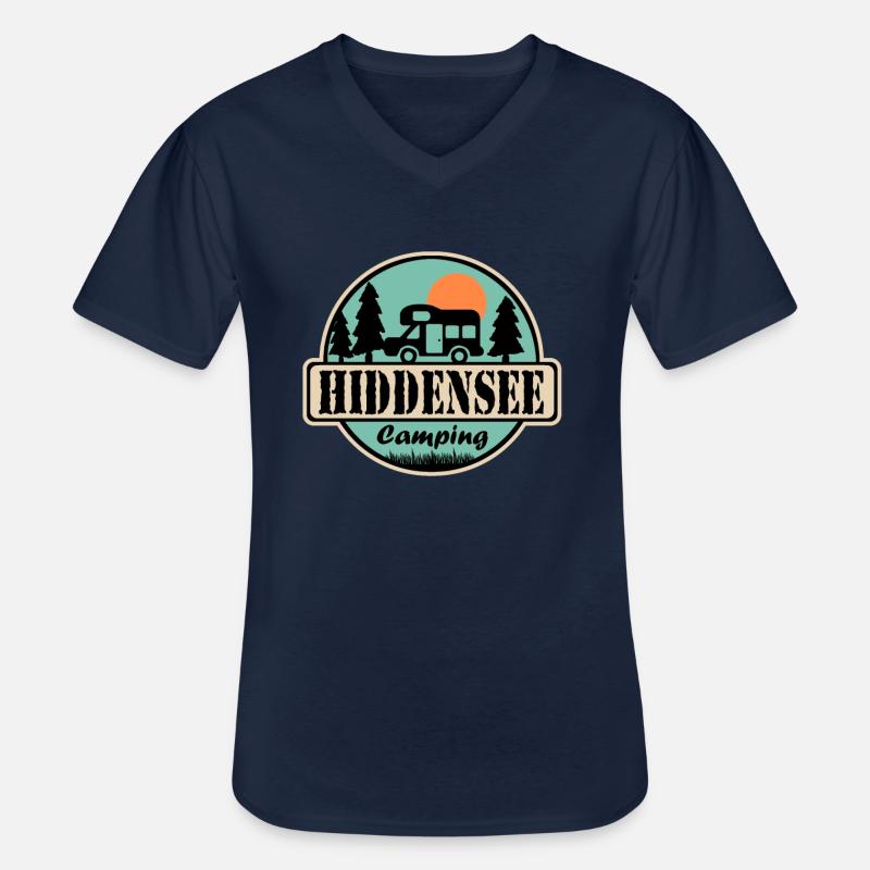 Hiddensee Camping - Männer-T-Shirt mit V-Ausschnitt - Navy