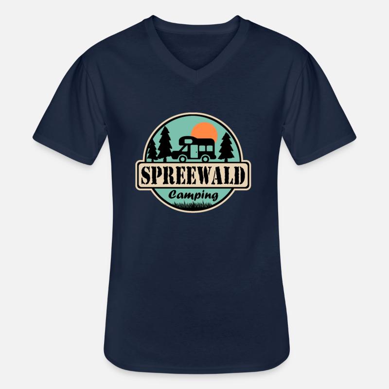 Spreewald Camping - Männer-T-Shirt mit V-Ausschnitt - Navy