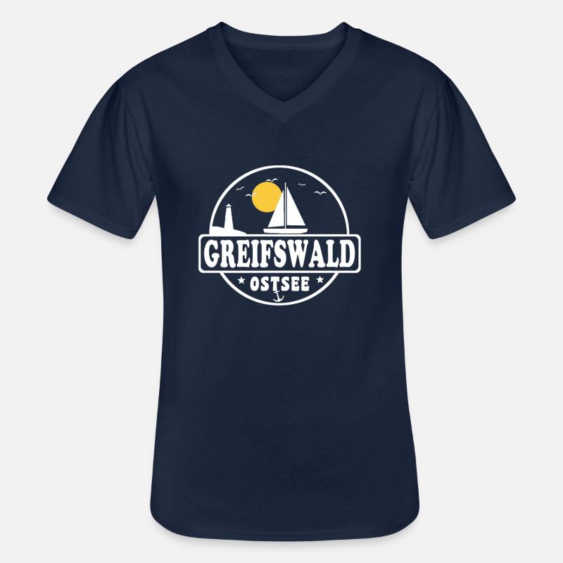 Greifswald - Männer-T-Shirt mit V-Ausschnitt - Navy
