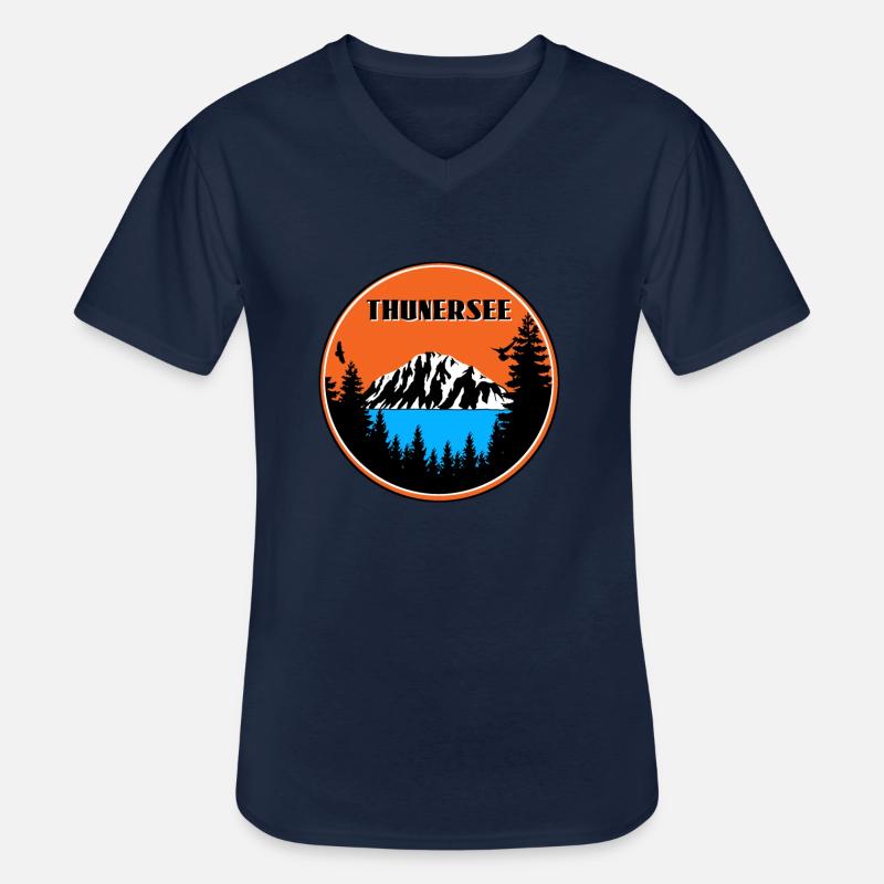 Thunersee - Männer-T-Shirt mit V-Ausschnitt - Navy