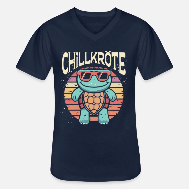 Relaxte Schildkröten Chillkröte - Männer-T-Shirt mit V-Ausschnitt - Navy