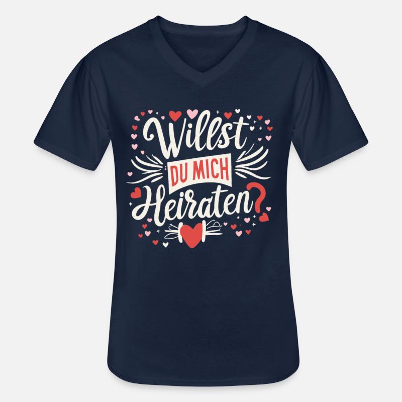 Willst du mich heiraten - Männer-T-Shirt mit V-Ausschnitt - Navy