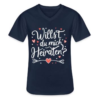 Willst du mich heiraten - Männer-T-Shirt mit V-Ausschnitt - Navy - Vorne - AI Model Male 178 dark (178cm)