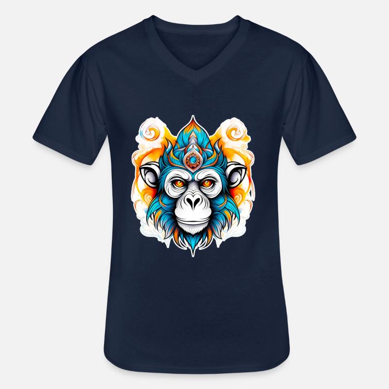 Affe Stencil - Männer-T-Shirt mit V-Ausschnitt - Navy