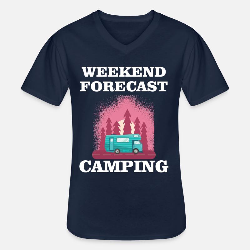 Weekend Forecast - Camping - Männer-T-Shirt mit V-Ausschnitt - Navy