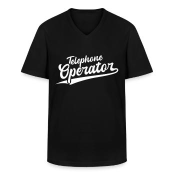 Retro Swoosh Job - Telephone Operator - Men's V-Neck T-Shirt - black - Front - AI Model Male 178 dark (178cm)